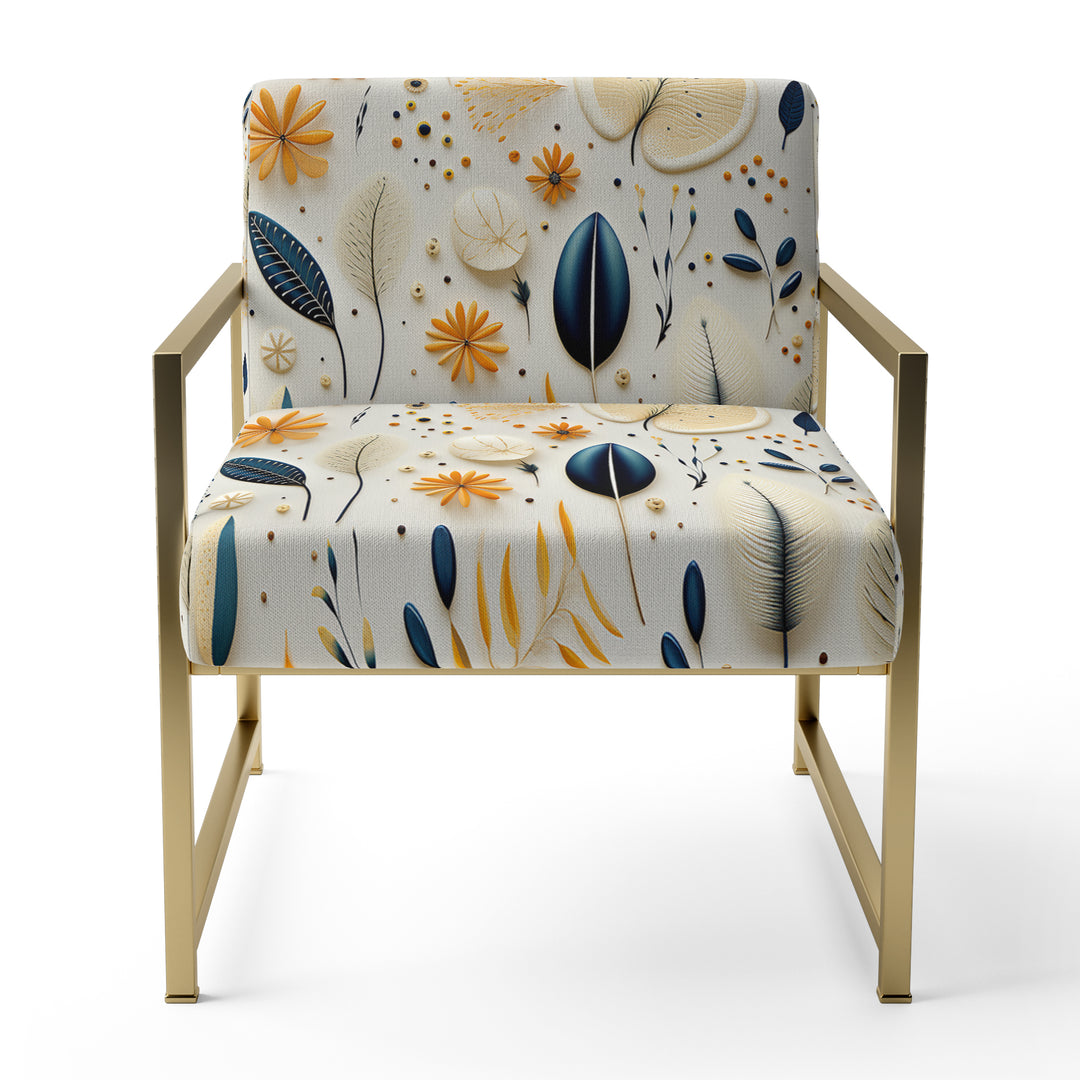 Blue And White Ferns Minimalism Boho Pattern - Cottage Accent Slipper Chair