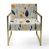 Blue And White Ferns Minimalism Boho Pattern - Cottage Accent Slipper Chair