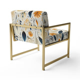 Blue And White Ferns Minimalism Boho Pattern - Cottage Accent Slipper Chair