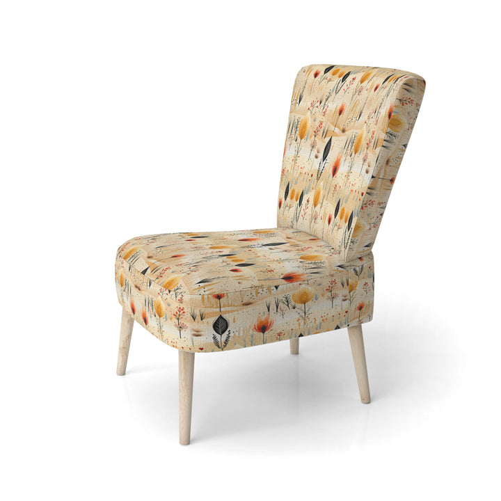 Beige Meadow Flowers Boho Pattern - Cottage Arm Chair