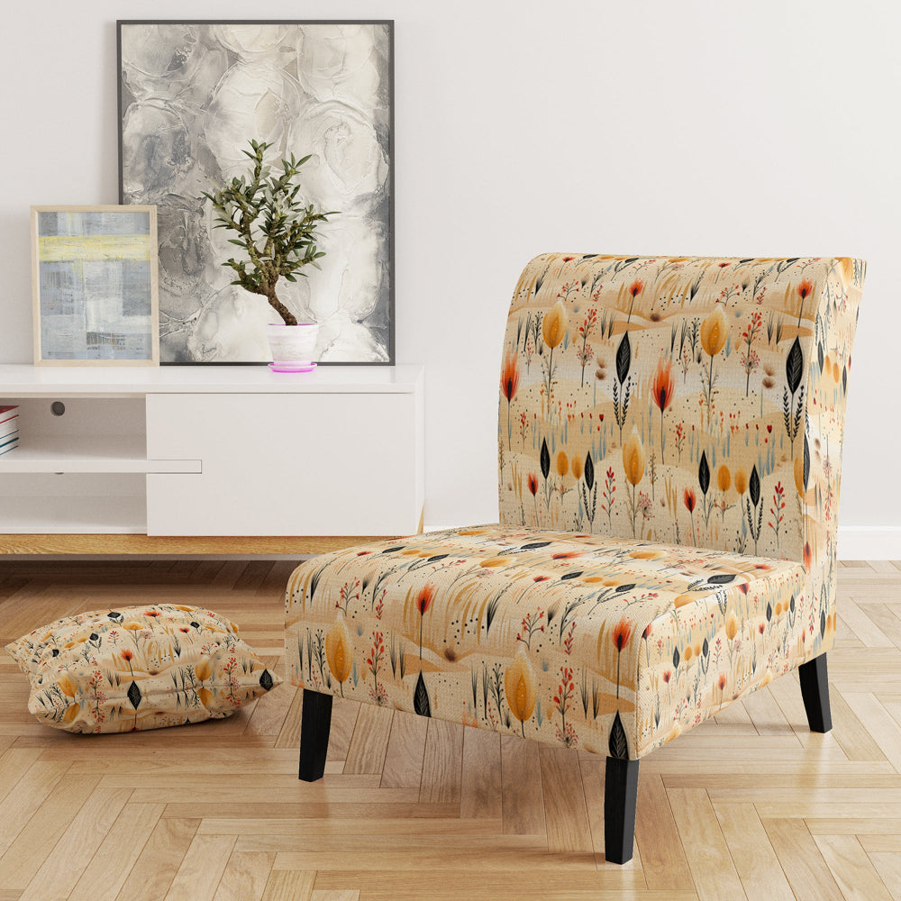 Beige Meadow Flowers Boho Pattern - Cottage Arm Chair