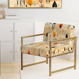 Beige Meadow Flowers Boho Pattern - Cottage Arm Chair