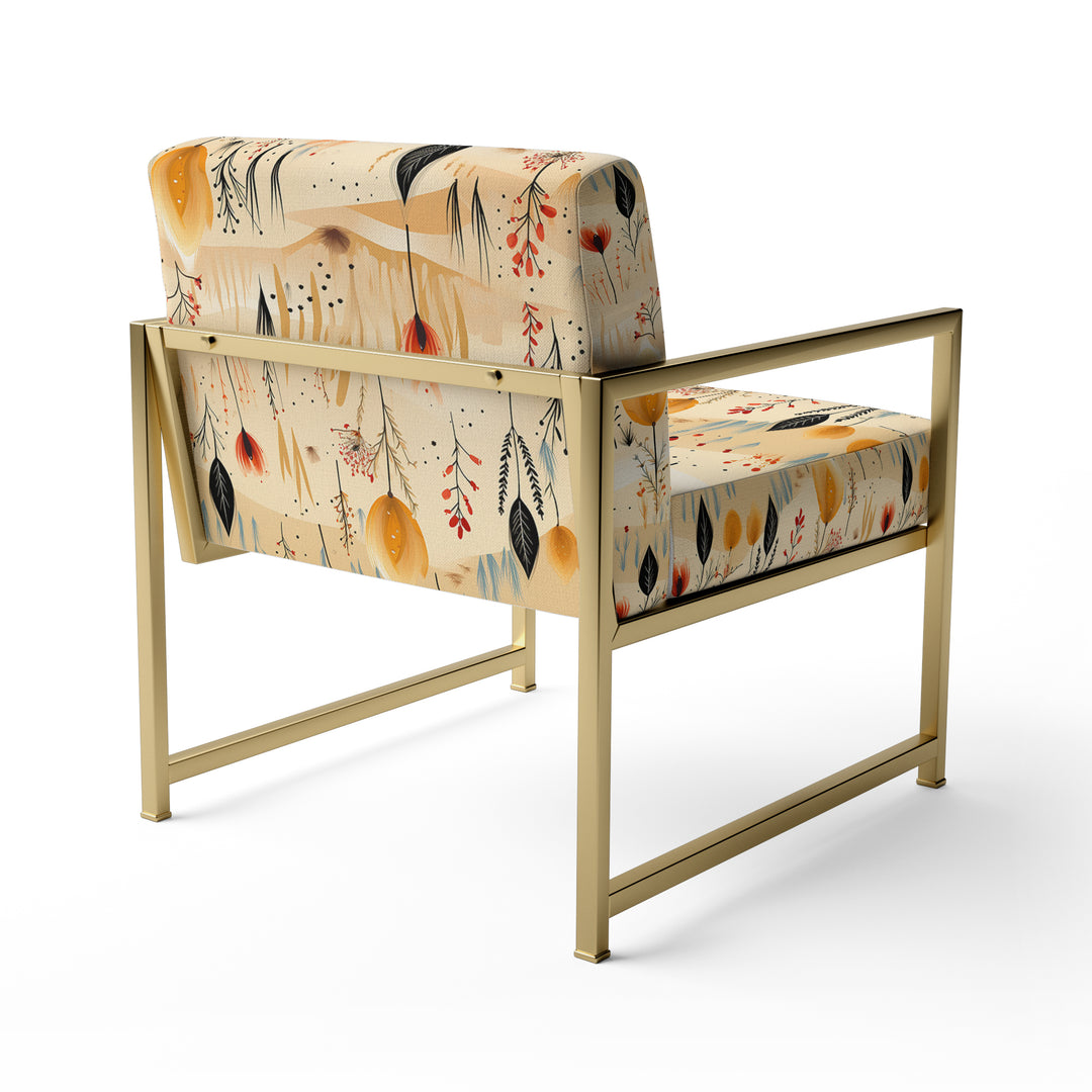 Beige Meadow Flowers Boho Pattern - Cottage Arm Chair