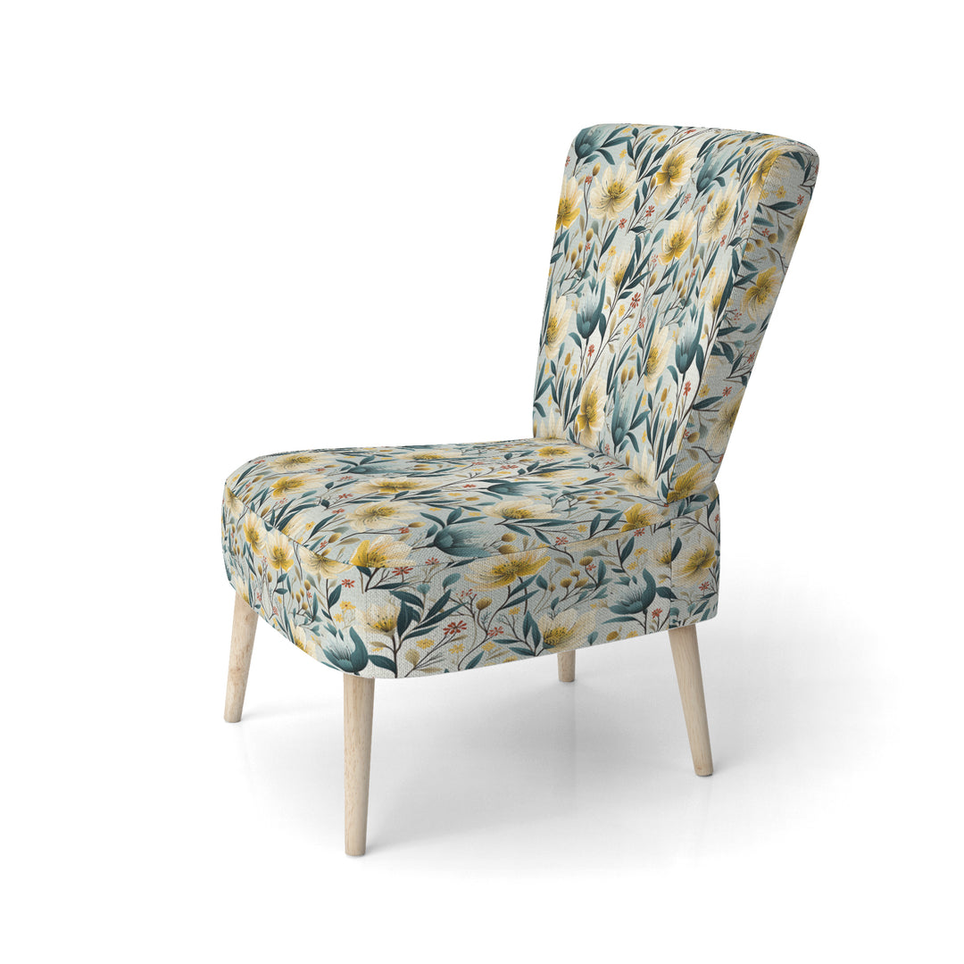 Ethereal Botanicals Peonies Pattern - Cottage Accent Slipper Chair