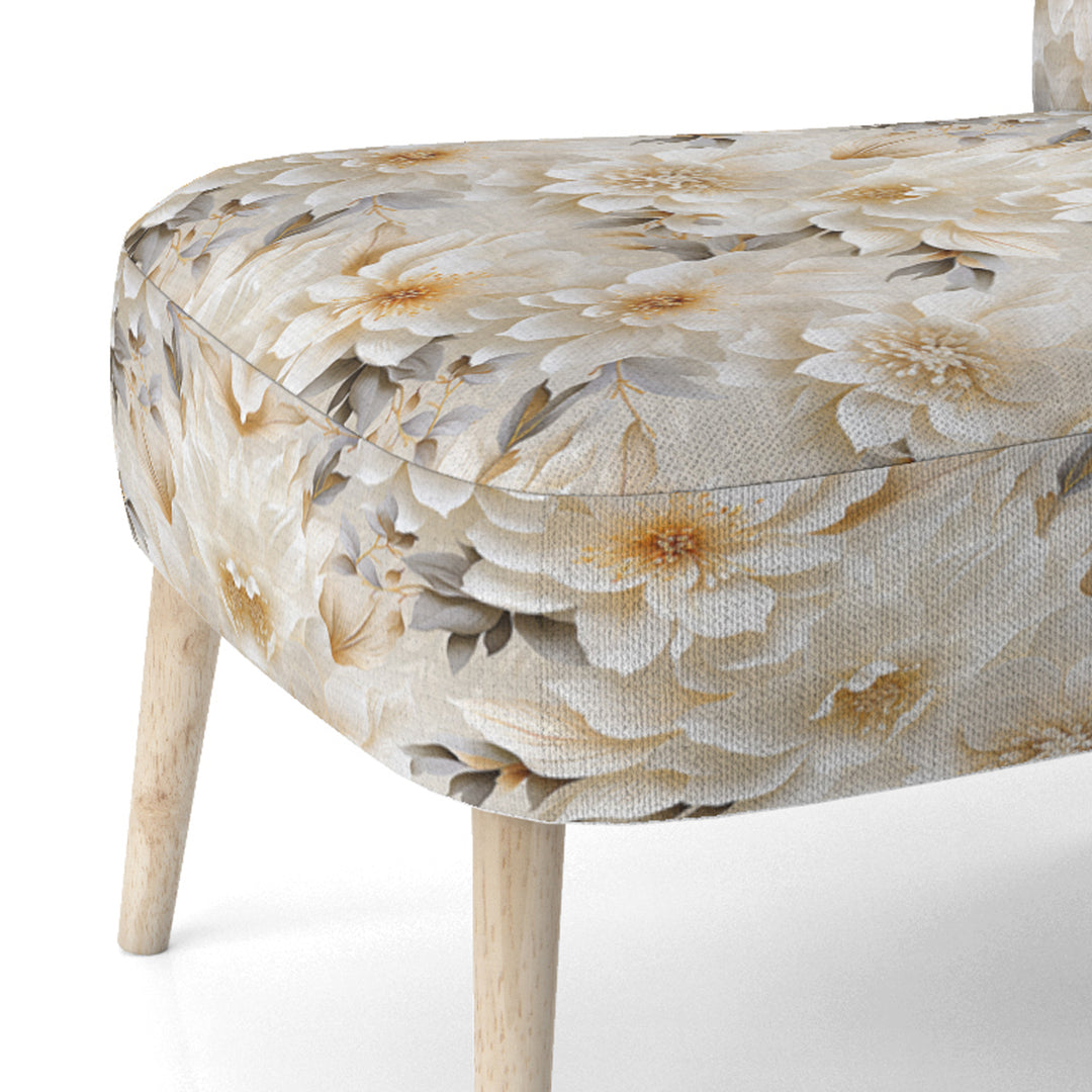 White Chrysanthemum Flowers Boho Pattern - Cottage Arm Chair