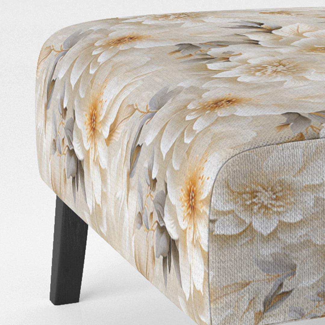 White Chrysanthemum Flowers Boho Pattern - Cottage Arm Chair
