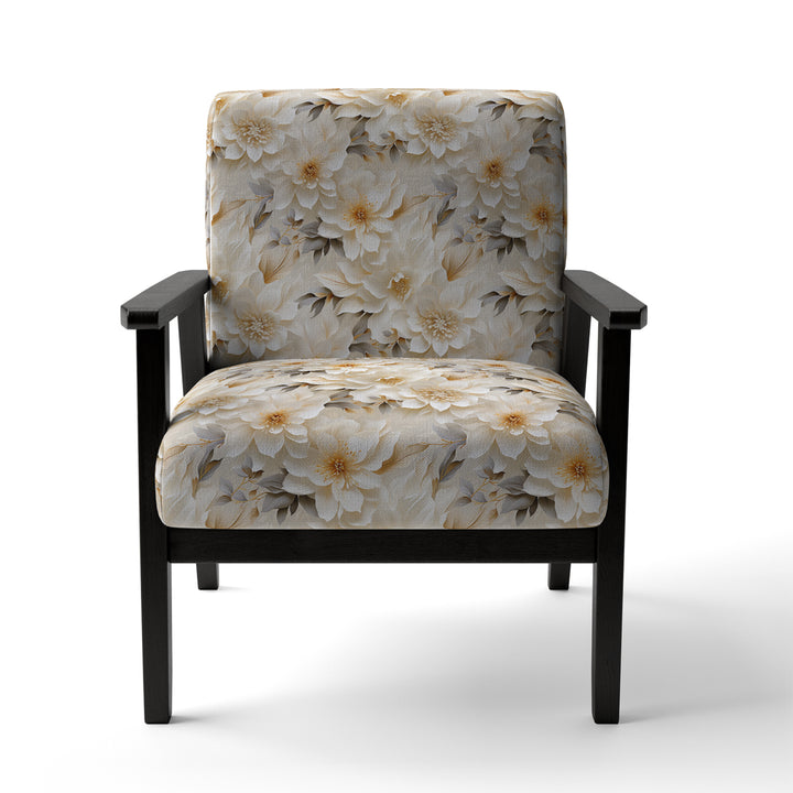 White Chrysanthemum Flowers Boho Pattern - Cottage Arm Chair
