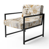 White Chrysanthemum Flowers Boho Pattern - Cottage Arm Chair