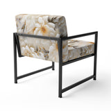 White Chrysanthemum Flowers Boho Pattern - Cottage Arm Chair