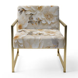 White Chrysanthemum Flowers Boho Pattern - Cottage Arm Chair