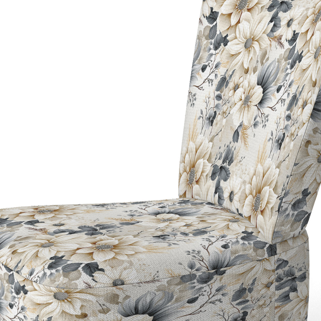 Ethereal Blue And White Chrysanthemum Boho Pattern - Cottage Arm Chair