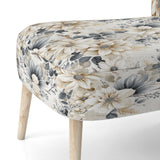 Ethereal Blue And White Chrysanthemum Boho Pattern - Cottage Arm Chair