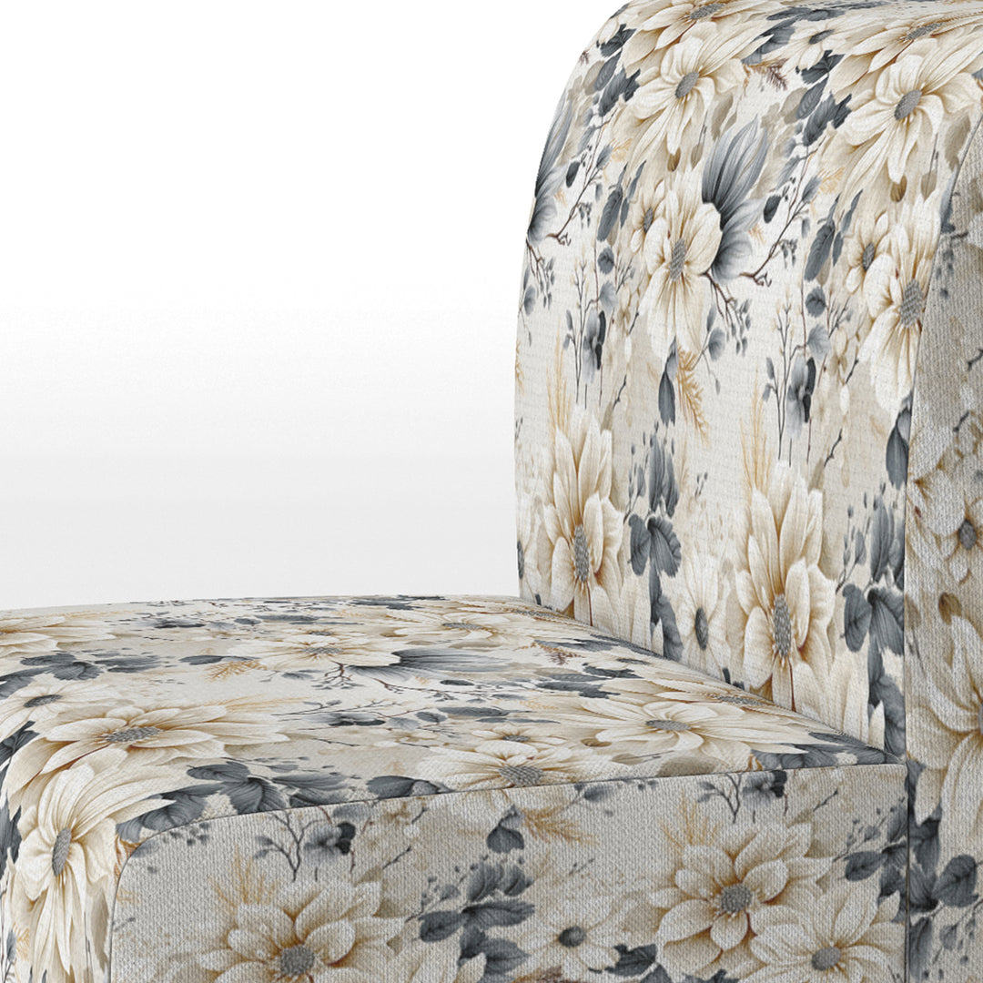 Ethereal Blue And White Chrysanthemum Boho Pattern - Cottage Arm Chair