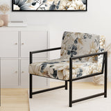 Ethereal Blue And White Chrysanthemum Boho Pattern - Cottage Arm Chair