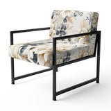 Ethereal Blue And White Chrysanthemum Boho Pattern - Cottage Arm Chair