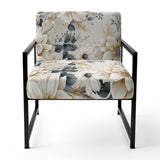 Ethereal Blue And White Chrysanthemum Boho Pattern - Cottage Arm Chair