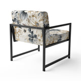 Ethereal Blue And White Chrysanthemum Boho Pattern - Cottage Arm Chair