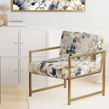 Ethereal Blue And White Chrysanthemum Boho Pattern - Cottage Arm Chair