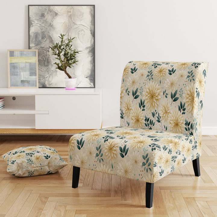 Carnation Mandalas Flowers Boho Pattern - Cottage Accent Slipper Chair