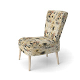 Black And Beige Flowers Chrysanthemums Pattern - Upholstered Cottage Accent Chairs