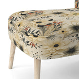 Black And Beige Flowers Chrysanthemums Pattern - Upholstered Cottage Accent Chairs