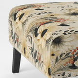 Black And Beige Flowers Chrysanthemums Pattern - Upholstered Cottage Accent Chairs