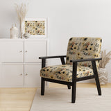 Black And Beige Flowers Chrysanthemums Pattern - Upholstered Cottage Accent Chairs
