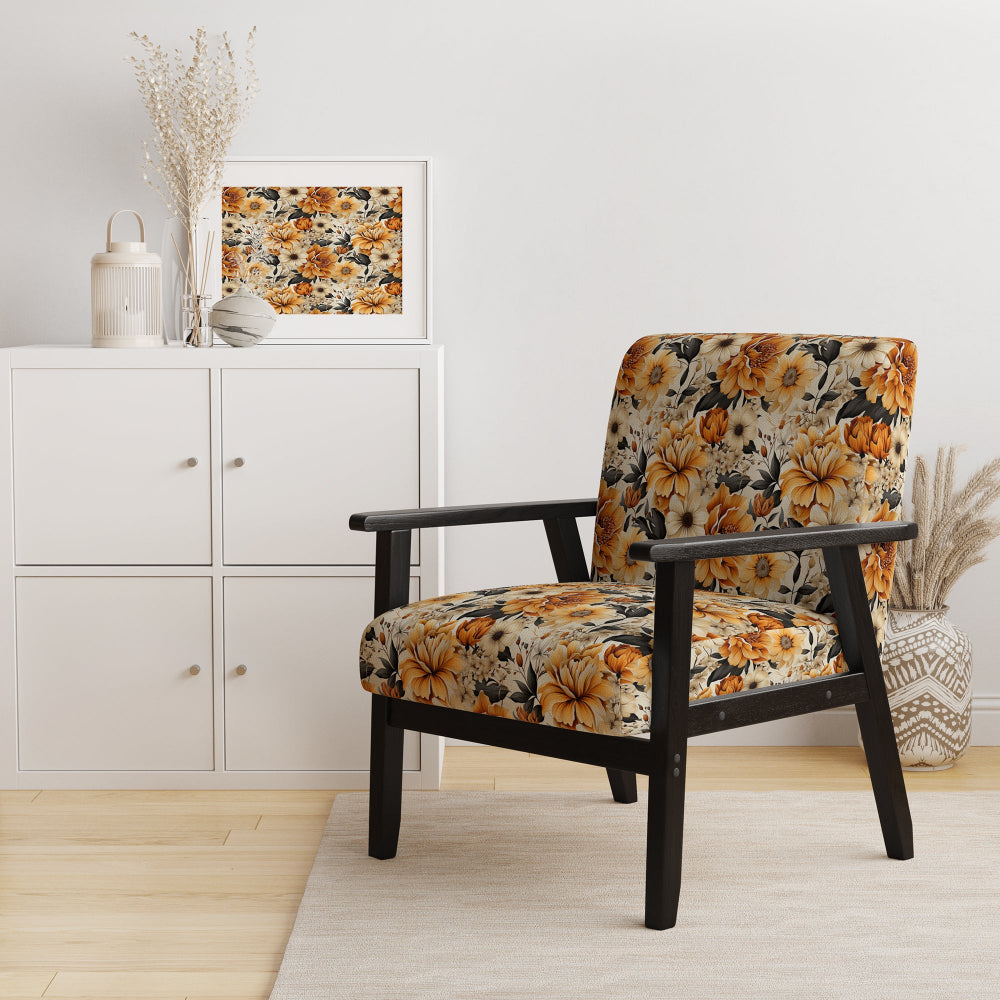Autumn Cottage Flowers Pattern - Upholstered Cottage Accent Chairs