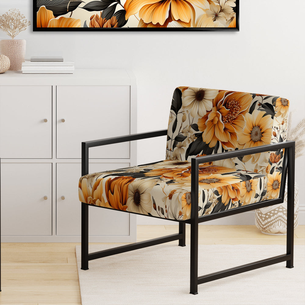 Autumn Cottage Flowers Pattern - Upholstered Cottage Accent Chairs
