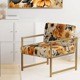 Autumn Cottage Flowers Pattern - Upholstered Cottage Accent Chairs