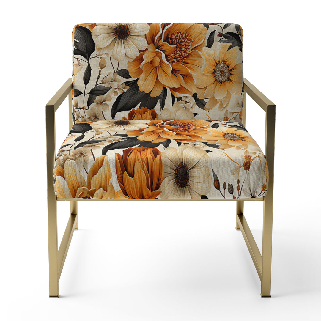 Autumn Cottage Flowers Pattern - Upholstered Cottage Accent Chairs