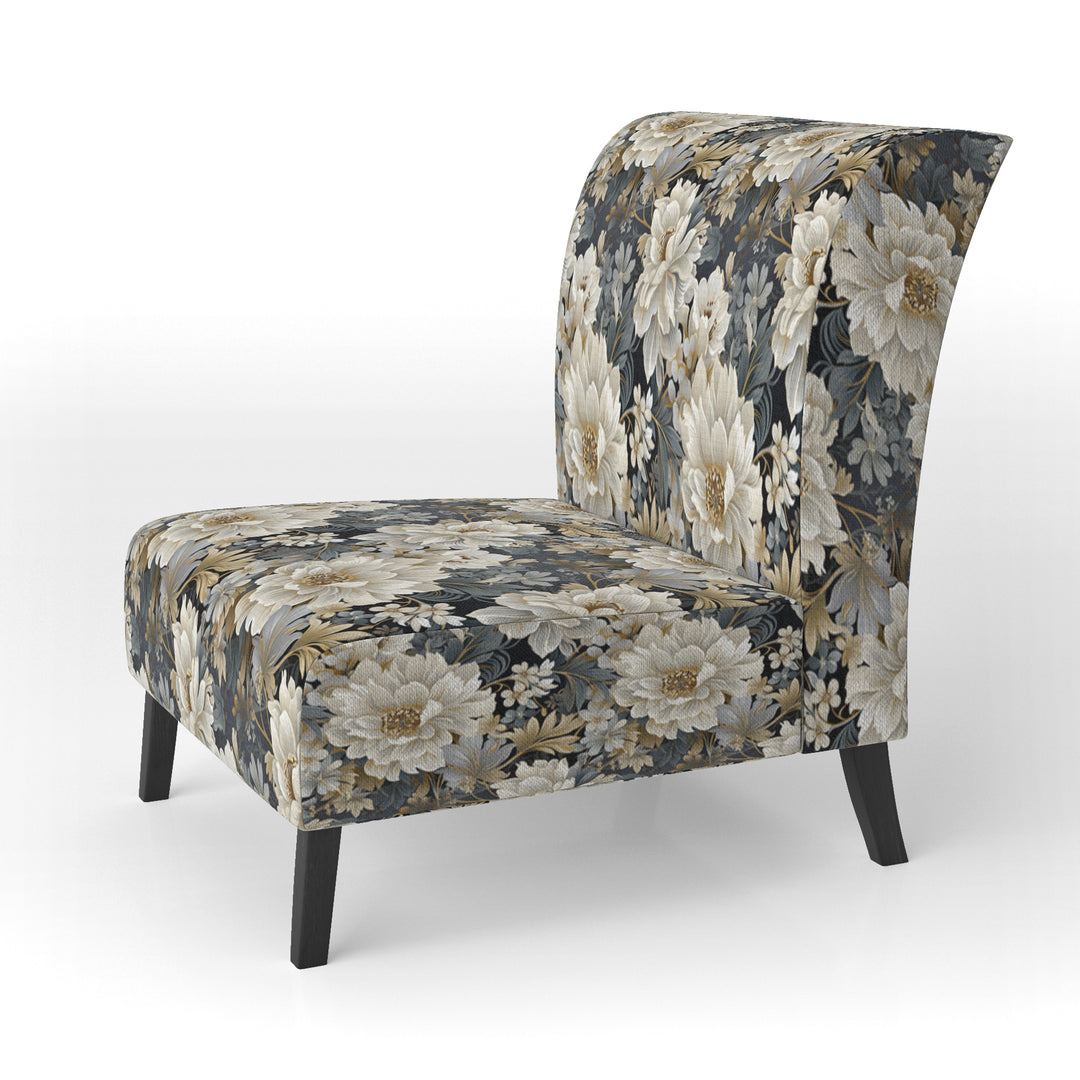 Flower Elegance Neutral Grey - Cottage Arm Chair