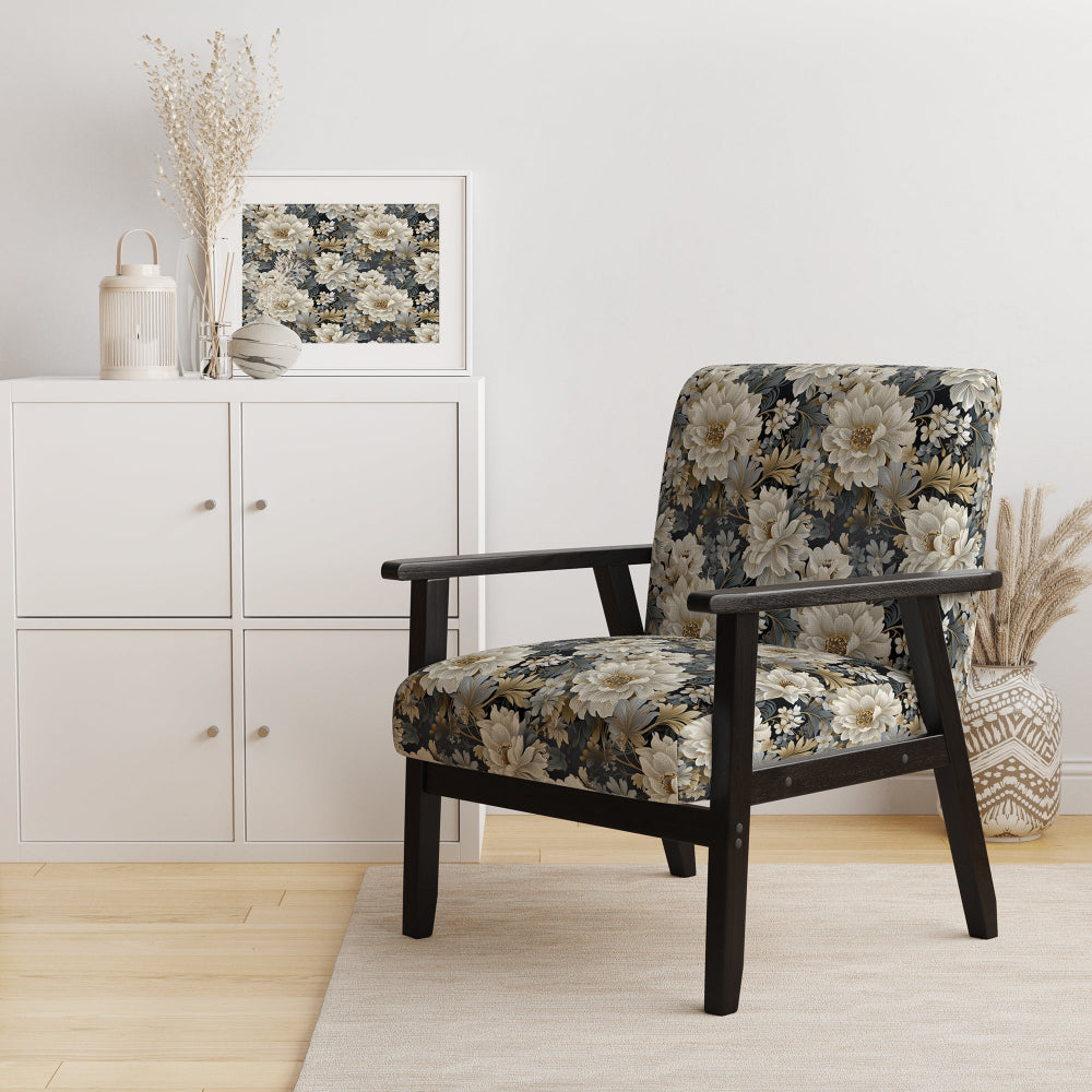 Flower Elegance Neutral Grey - Cottage Arm Chair