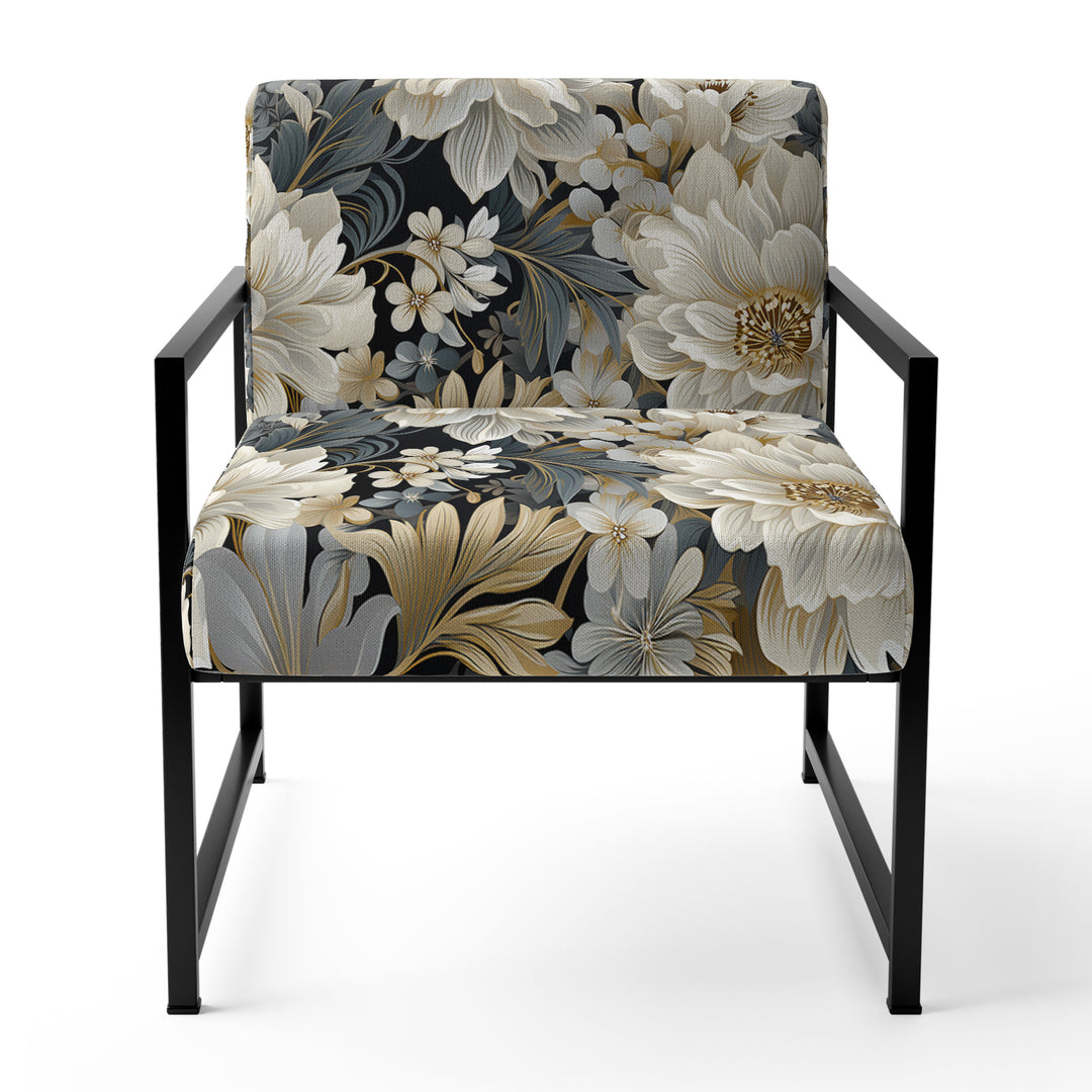 Flower Elegance Neutral Grey - Cottage Arm Chair
