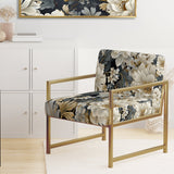 Flower Elegance Neutral Grey - Cottage Arm Chair