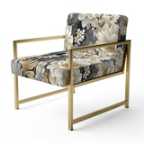 Flower Elegance Neutral Grey - Cottage Arm Chair