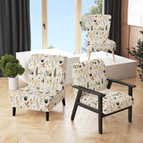 Grey And Beige Geometric Flowers - Upholstered Bohemian Accent Chairs