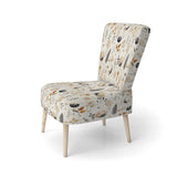 Grey And Beige Geometric Flowers - Upholstered Bohemian Accent Chairs