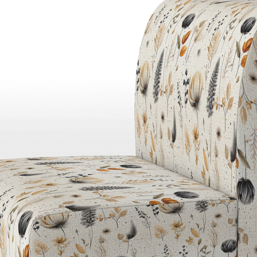 Grey And Beige Geometric Flowers - Upholstered Bohemian Accent Chairs