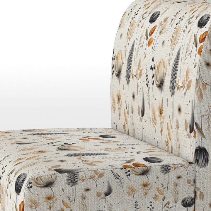 Grey And Beige Geometric Flowers - Upholstered Bohemian Accent Chairs