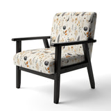 Grey And Beige Geometric Flowers - Upholstered Bohemian Accent Chairs