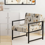 Grey And Beige Geometric Flowers - Upholstered Bohemian Accent Chairs