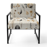 Grey And Beige Geometric Flowers - Upholstered Bohemian Accent Chairs