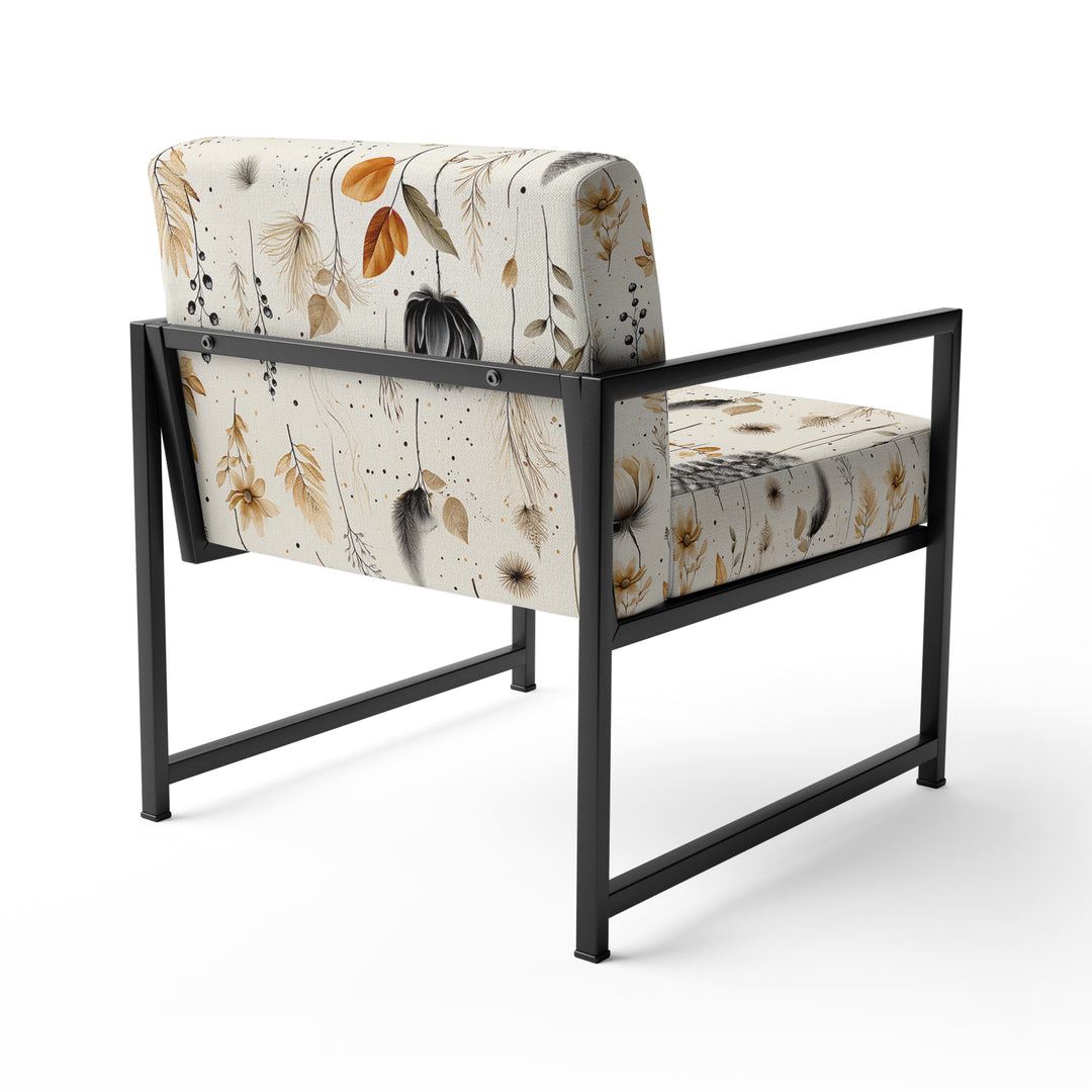 Grey And Beige Geometric Flowers - Upholstered Bohemian Accent Chairs
