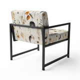 Grey And Beige Geometric Flowers - Upholstered Bohemian Accent Chairs