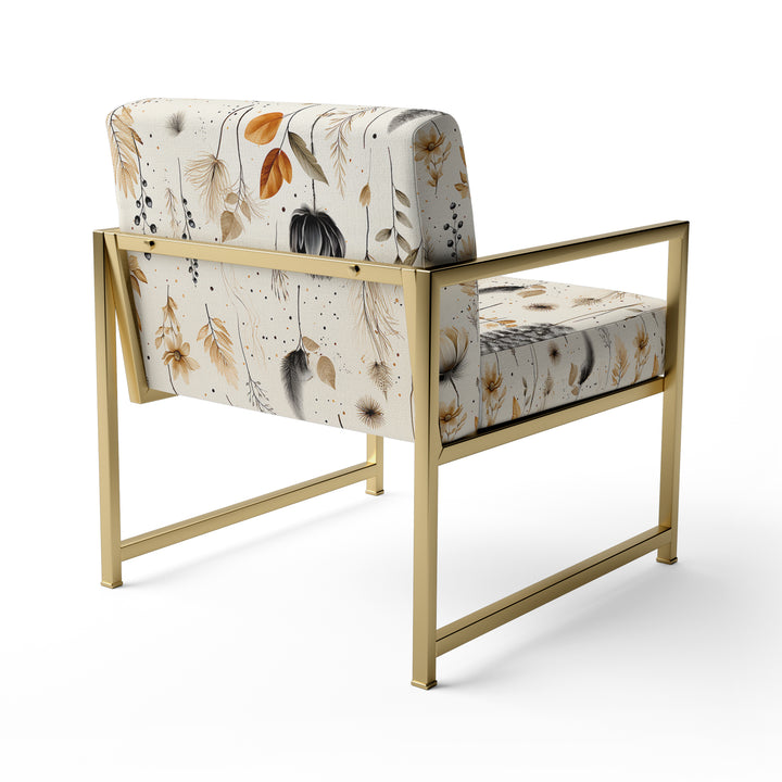 Grey And Beige Geometric Flowers - Upholstered Bohemian Accent Chairs