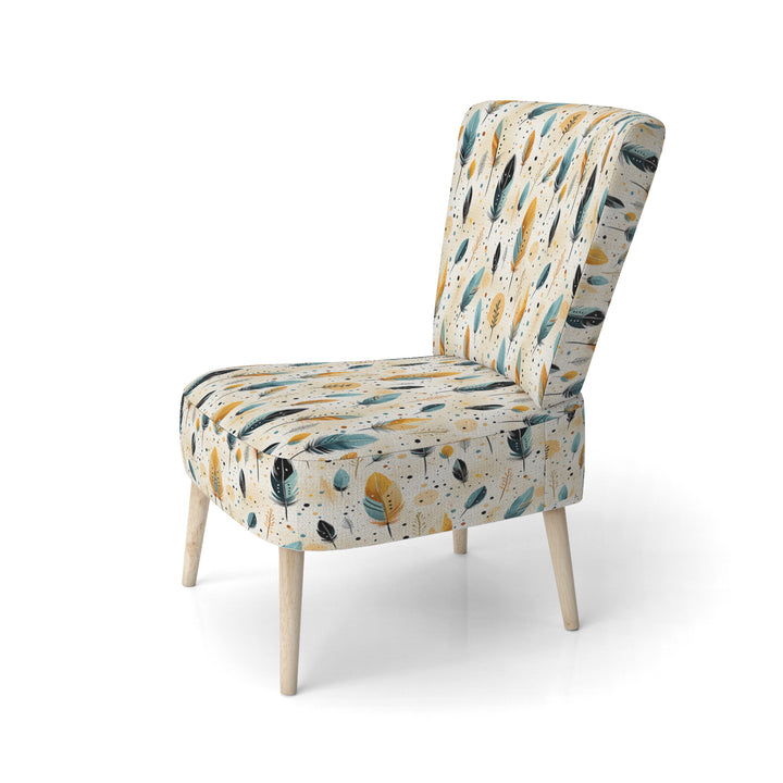 Beige Urban Nomadic Feathers Pattern - Bohemian Accent Side Chair