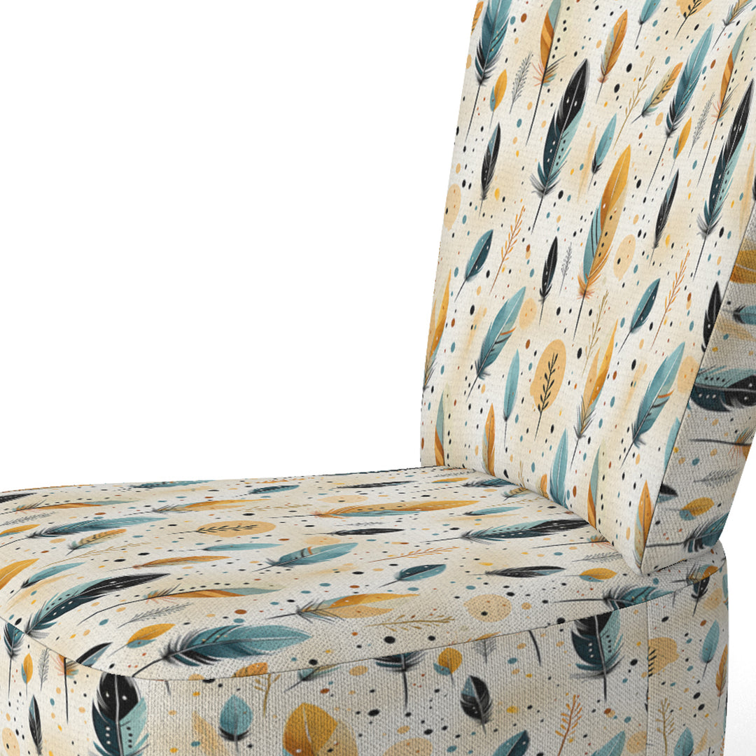 Beige Urban Nomadic Feathers Pattern - Bohemian Accent Side Chair