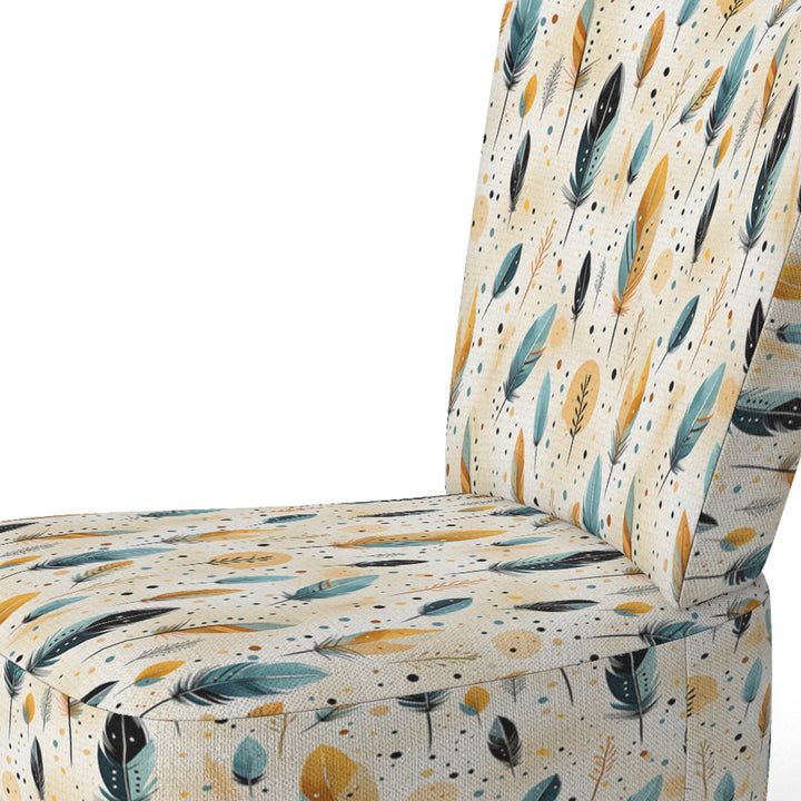 Beige Urban Nomadic Feathers Pattern - Bohemian Accent Side Chair