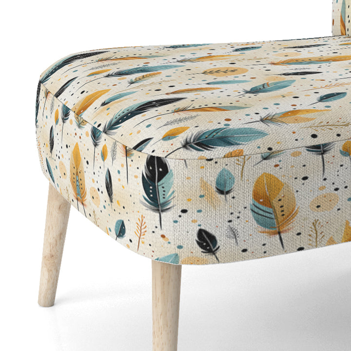 Beige Urban Nomadic Feathers Pattern - Bohemian Accent Side Chair